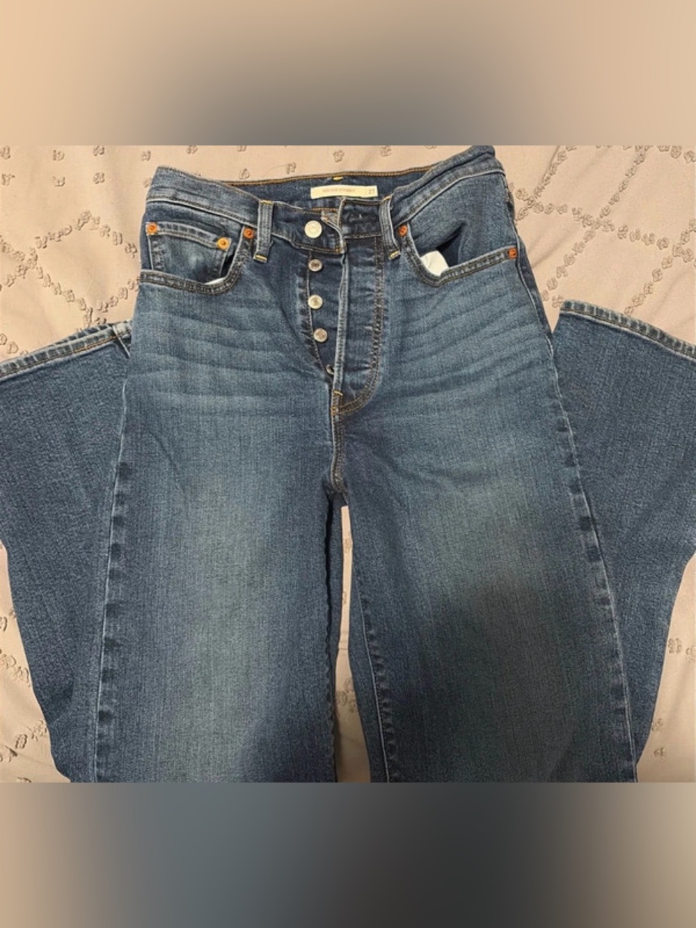 Levi's Blue High Rise Ribcage Straight Full Length Jeans - Picture 5 of 5